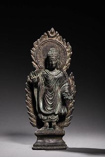 10th Century: A Bronze  Standing Buddha Statue