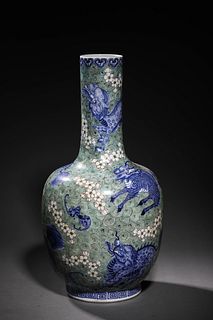 Qing:  A Blue & White Porcelain Vase