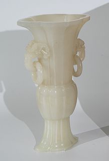 Qing QianLong: A Carved White Jade Vase