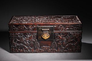 Qing: A Carved Zitan Book Case