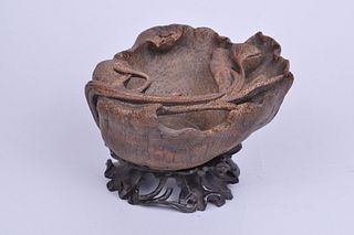 Qing: A Carved Bamboo Ink Washer