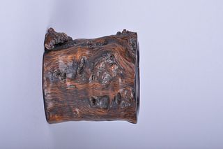 Qing: A Carved Wooden Brushpot