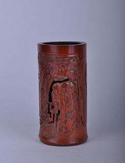 Qing: A Carved Bamboo Brushpot