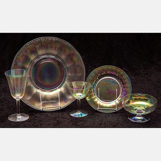A Set of Frederick Carder, Steuben Iridescent Glassware