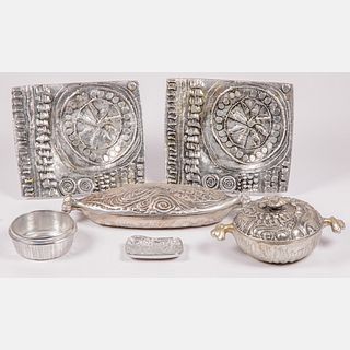 Group of Don Drumm Cast Aluminum Serving Trays and Dishes