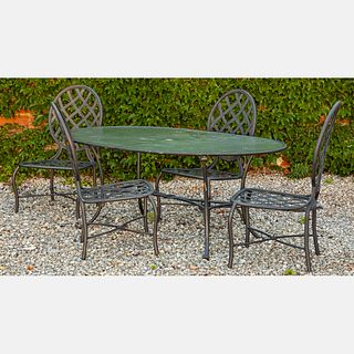 Brown Jordan Aluminum and Glass Dining Table with Four Chairs
