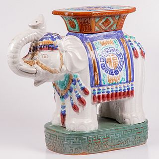Chinese Ceramic Elephant Form Garden Seat