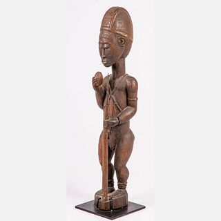  Baule Tribe Figure with Spear and Ostrich Egg