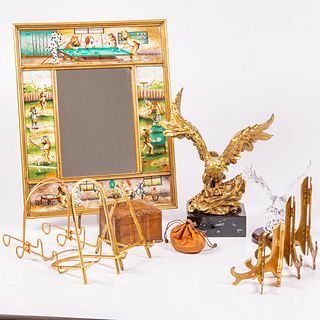 Carved Wood, Brass and Glass Decorative Items