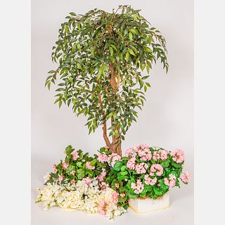 A Collection of Faux Flowers and a Tree