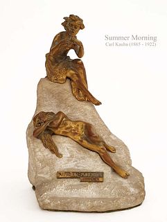 Summer Morning, A Rare CARL KAUBA Bronze Figurine Group