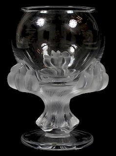 LALIQUE 'BAGHEERA' CLEAR & FROSTED GLASS VASE