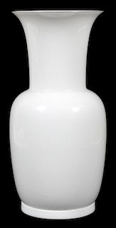 VENINI WHITE GLASS VASE MURANO C. 1988