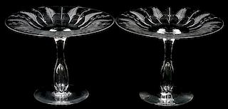 LIBBEY ETCHED CRYSTAL COMPOTES PAIR