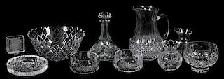 CRYSTAL & GLASS VASES BOWLS & TABLEWARE TEN PIECES
