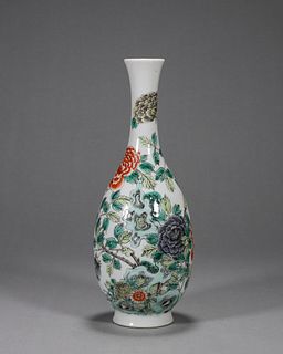 A multicolored flower porcelain vase