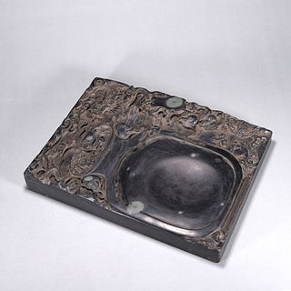 A dragon and elephant patterned inkstone