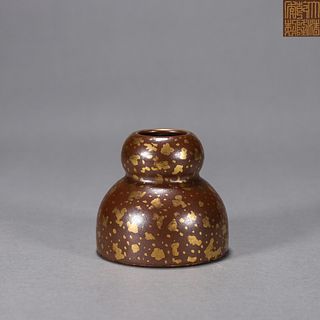 A brown  gold sprinkled porcelain water pot
