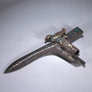 A gem-inlaid bronze dagger