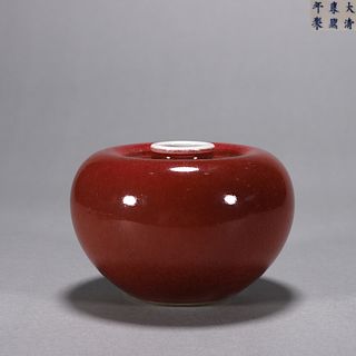 A deep red  porcelain apple shaped zun