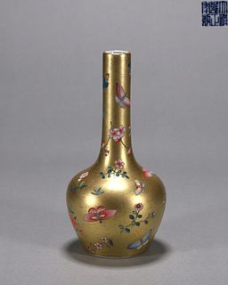 A famille rose flower and butterfly porcelain vase