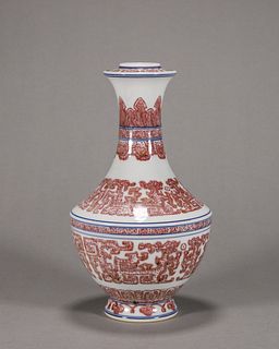 An underglaze red kui dragon porcelain vase