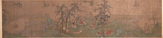 A Chinese figure silk scroll, Unknown mark