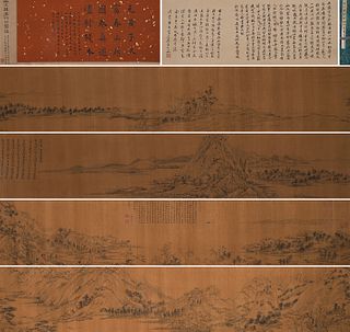 The Chinese landscape silk scroll, Huang Gongwang mark