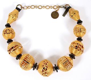 GOLD-PLATED METAL BASKET BEADS NECKLACE
