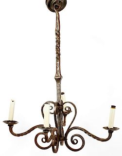 ARTS & CRAFTS WROUGHT IRON CHANDELIER