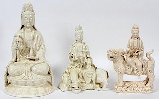 CHINESE BLANC DE CHINE FIGURES OF BUDDHA THREE