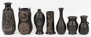CHINESE BLACK POTTERY VESSELS SEVEN