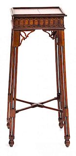 A George III Style Mahogany Urn Stand Height 26 1/2, top 10 x 10 inches.