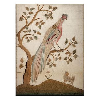 English Needlework with Peacock 