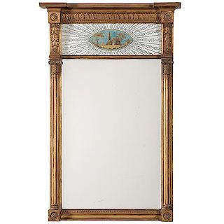 Federal Giltwood Mirror with Eglomise Tablet 