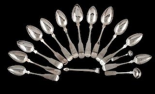 Philadelphia Coin Silver Spoons and Tongs, Plus 