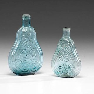 Aqua Glass Scroll Flasks 