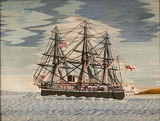 Sailor's Woolwork Ship Picture 