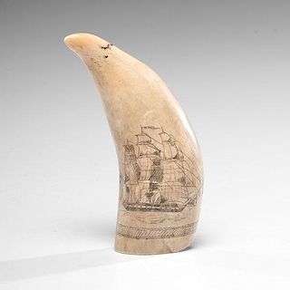 Scrimshaw Whale's Tooth with Patriotic Emblems 