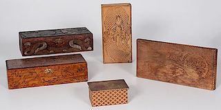 Pyrography Boxes with Art Nouveau Decoration 
