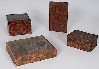 Pyrography Boxes and Plaque 
