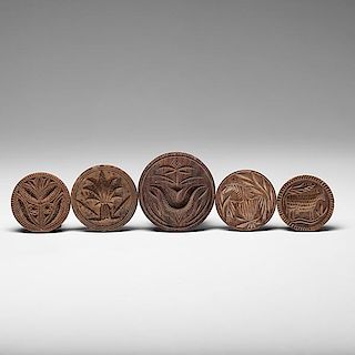 Wooden Handle Butter Molds, Including Eagle & Cow 