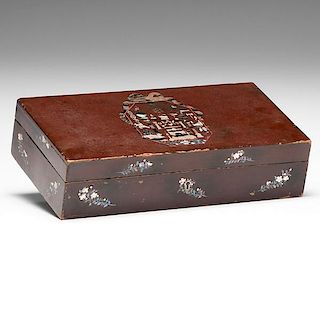 Mother of Pearl Inlaid Box with Masonic Emblems