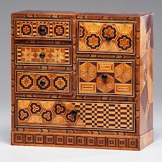 Miniature Marquetry Chest of Drawers 