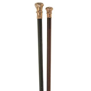 Presentation Canes with Gold-Plated Handles 