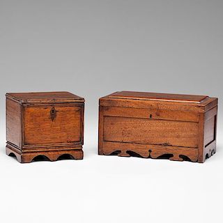 English Oak and Mahogany Boxes 
