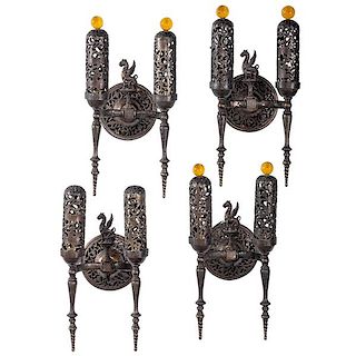 Gothic-style Hammered Metal Sconces 