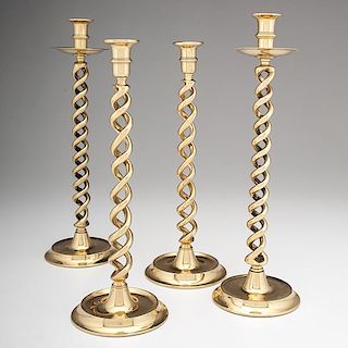 Brass Spiral Candlesticks 