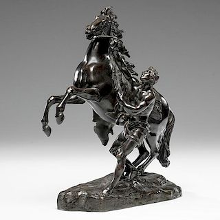 Continental Bronze of a Man Taming a Horse 