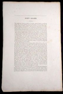 John Adams - French Portrait Lithograph